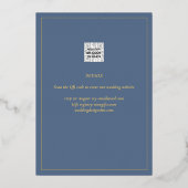 Elegant GOLD FOIL Foto Collage Dusty Blue Wedding Folie Uitnodiging (Achterkant)