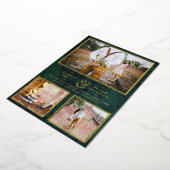 Elegant GOLD FOIL Foto Collage Green Wedding Folie Uitnodiging (Gedraaid)