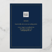 Elegant GOLD FOIL Foto Collage Navy Blue Wedding Folie Uitnodiging (Achterkant)