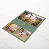 Elegant GOLD FOIL Foto Collage Sage Weddenschap Folie Uitnodiging (Gedraaid)