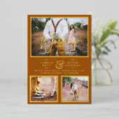 Elegant GOLD FOIL Foto Collage Terracotta Wedding Folie Uitnodiging (Staand Voorkant)
