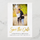 Elegant Gold Foil Foto Save the Date Wedding Kaart (Voorkant)