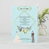 Elegant Gold Foil Geometric Dusty Blue Wedding  Kaart (Staand voorkant)