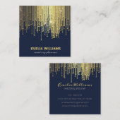 Elegant Gold Foil gradiënt Crystal Confetti Denim Vierkante Visitekaartje (Voorkant / Achterkant)