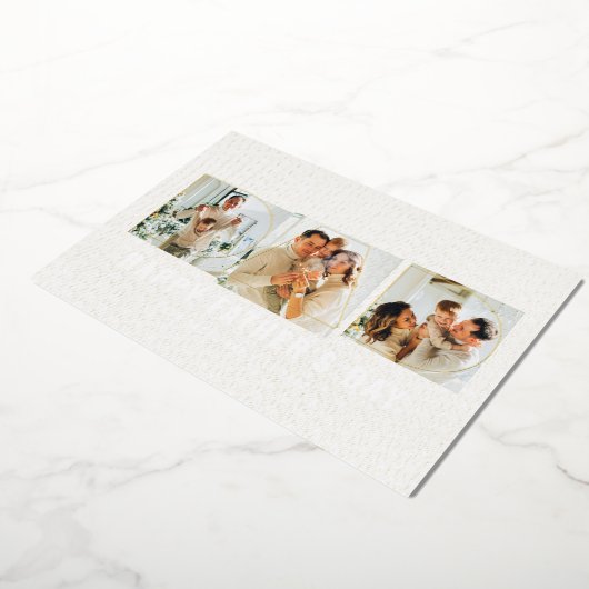 Elegant Gold Foil Happy Vaderdag 3-fotokaart Folie Uitnodiging (Gedraaid)