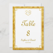 Elegant Gold Foil Heart Lijst WedBARE NUMMER Kaart (Achterkant)