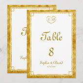 Elegant Gold Foil Heart Lijst WedBARE NUMMER Kaart (Voorkant / Achterkant)