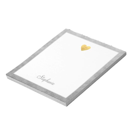 Elegant Gold Foil Heart Modern Script Specialized Notitieblok (Linkerzijde)