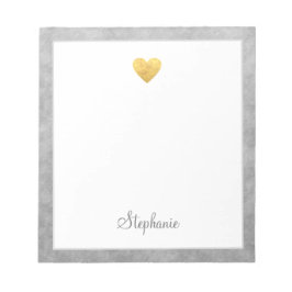 Elegant Gold Foil Heart Modern Script Specialized Notitieblok