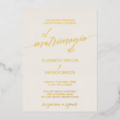 Elegant Gold Foil | Ivoor-Spaanse bruiloft Folie Uitnodiging (Voorkant)