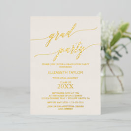 Elegant Gold Foil | Ivory Graduation Party Folie Uitnodiging