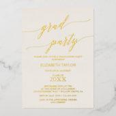 Elegant Gold Foil | Ivory Graduation Party Folie Uitnodiging (Voorkant)