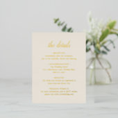 Elegant Gold Foil Ivory Wedding Enclosure Card Folie Uitnodiging Briefkaart (Staand Voorkant)