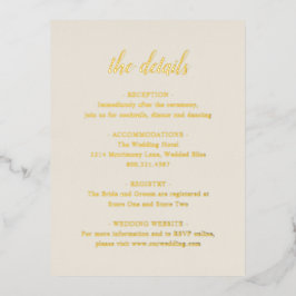 Elegant Gold Foil Ivory Wedding Enclosure Card Folie Uitnodiging Briefkaart