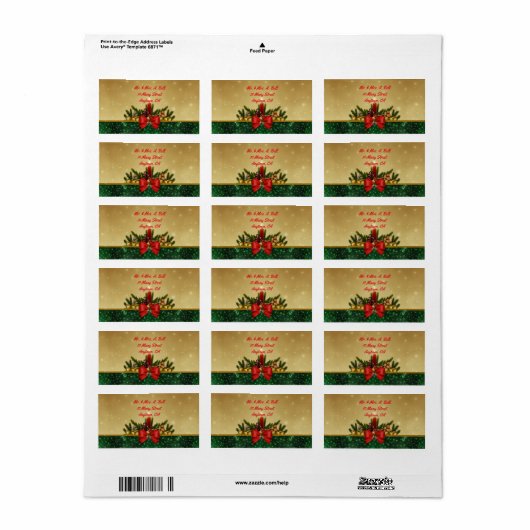 Elegant Gold Foil: Kerstmis Etiket (Full Sheet)