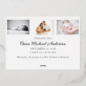 Elegant Gold Foil Kerstmis Nieuwe Baby Aankondigin Folie Uitnodiging (Achterkant)