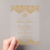 Elegant Gold Foil Lace  Cream Islamic Muslim Acryl Uitnodigingen (Insitu (Draagbaar))