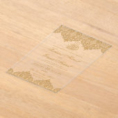 Elegant Gold Foil Lace  Cream Islamic Muslim Acryl Uitnodigingen (Laagn)