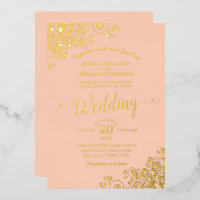 Elegant Gold Foil Lace op koraalperbruiloft