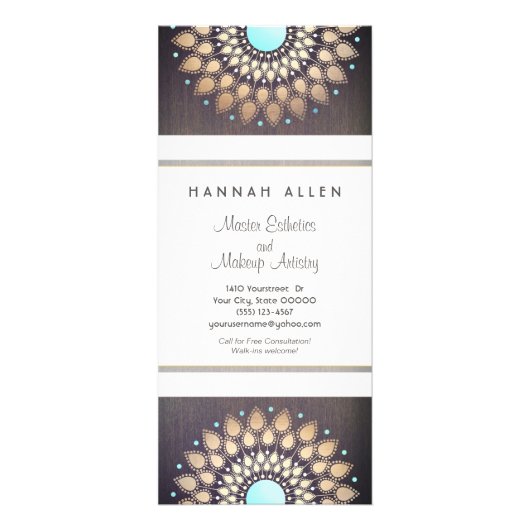 Elegant Gold Foil  Leaf Mandala Wood KIJK Reclamekaart (Voorkant)
