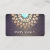 Elegant Gold Foil Leaf Mandala Wood Kijk uit Visitekaartje (Voorkant)