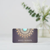 Elegant Gold Foil Leaf Mandala Wood Kijk uit Visitekaartje (Staand voorkant)