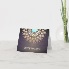 Elegant Gold Foil Leaf Mandala Wood Notitiekaartje