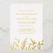 Elegant Gold Foil Leaves Wedding Folie Uitnodiging (Voorkant)