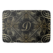 Elegant Gold Foil look Scrollwork Script op zwart Badmat (Voorkant)