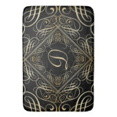 Elegant Gold Foil look Scrollwork Script op zwart Badmat (Voorkant Verticaal)