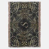Elegant Gold Foil look Scrollwork Script op zwart Deken (Voorkant Verticaal)