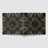Elegant Gold Foil look Scrollwork Script op zwart Gastenboek (Volledig)