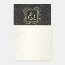 Elegant Gold Foil look Scrollwork Script op zwart Post-it® Notes
