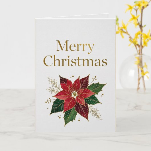 Elegant Gold Foil Merry Christmas Card Kaart (Gele Bloem)