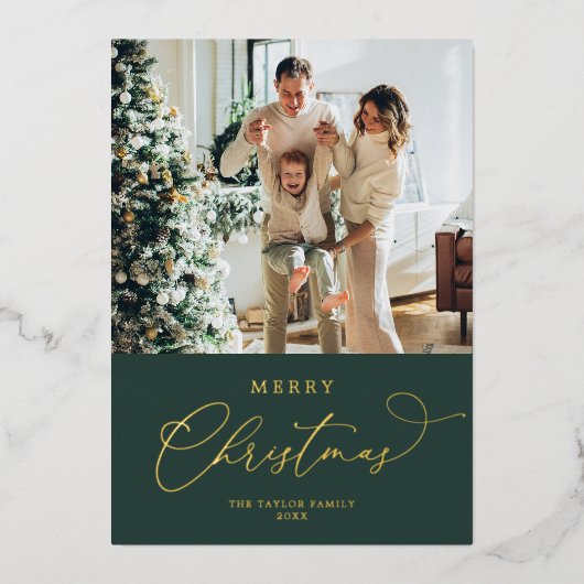 Elegant Gold Foil Merry Christmas Folie Feestdagenkaart (Voorkant)