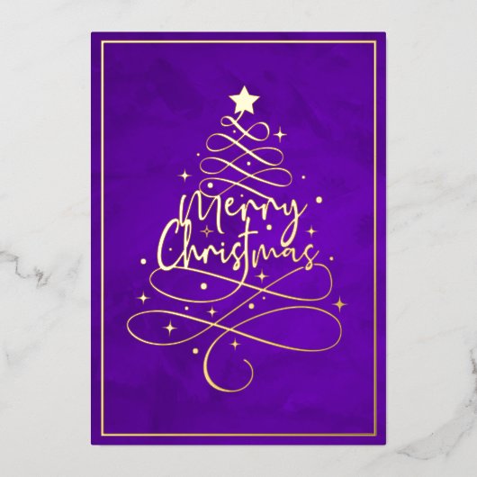Elegant Gold Foil Merry kerst Folie Feestdagenkaart (Voorkant)