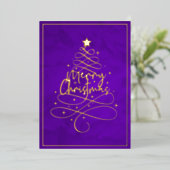 Elegant Gold Foil Merry kerst Folie Feestdagenkaart (Staand Voorkant)