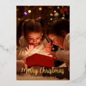 Elegant Gold Foil Merry kerstfeestdag Kaart (Voorkant)