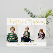 Elegant Gold Foil Merry kerstfeestdag Kaart (Staand Voorkant)
