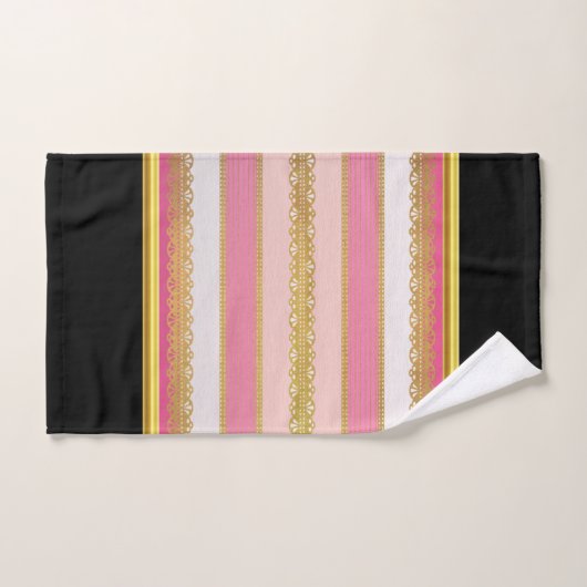 Elegant Gold Foil met roze en witte strepe band B Bad Handdoek (Handdoek)