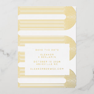 Elegant Gold Foil Modern Lines Save the Date Kaart