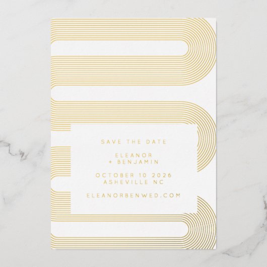 Elegant Gold Foil Modern Lines Save the Date Kaart (Voorkant)