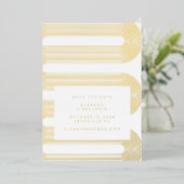 Elegant Gold Foil Modern Lines Save the Date Kaart (Staand Voorkant)