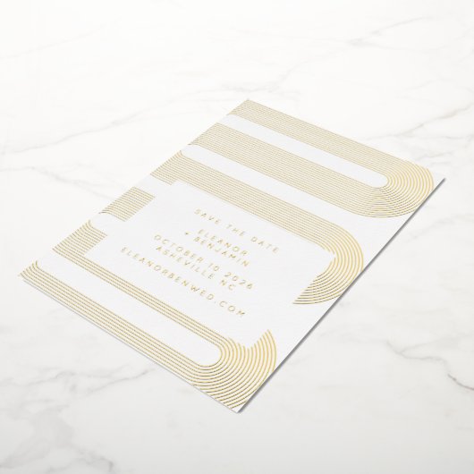 Elegant Gold Foil Modern Lines Save the Date Kaart (Gedraaid)