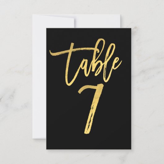 Elegant Gold Foil modern Script Table Number 7 Kaart (Voorkant)