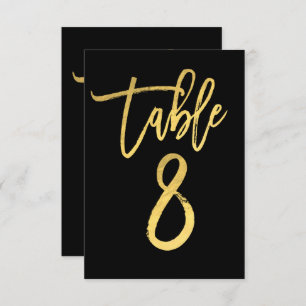 Elegant Gold Foil modern Script Table Number 8 Kaart