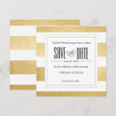 Elegant Gold Foil Modern Stripe Save the Date (Voorkant / Achterkant)