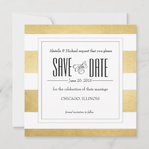 Elegant Gold Foil Modern Stripe Save the Date