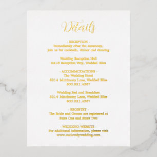 Elegant Gold Foil Modern Wedding Enclosure Kaart