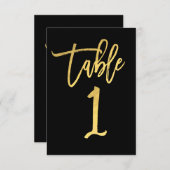 Elegant Gold Foil Moderne Script Table Number 1 Kaart (Voorkant / Achterkant)